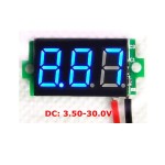 Digital Voltmeter with blue LEDs, 3.5 - 30 V, black, 3-digit and 2-wire